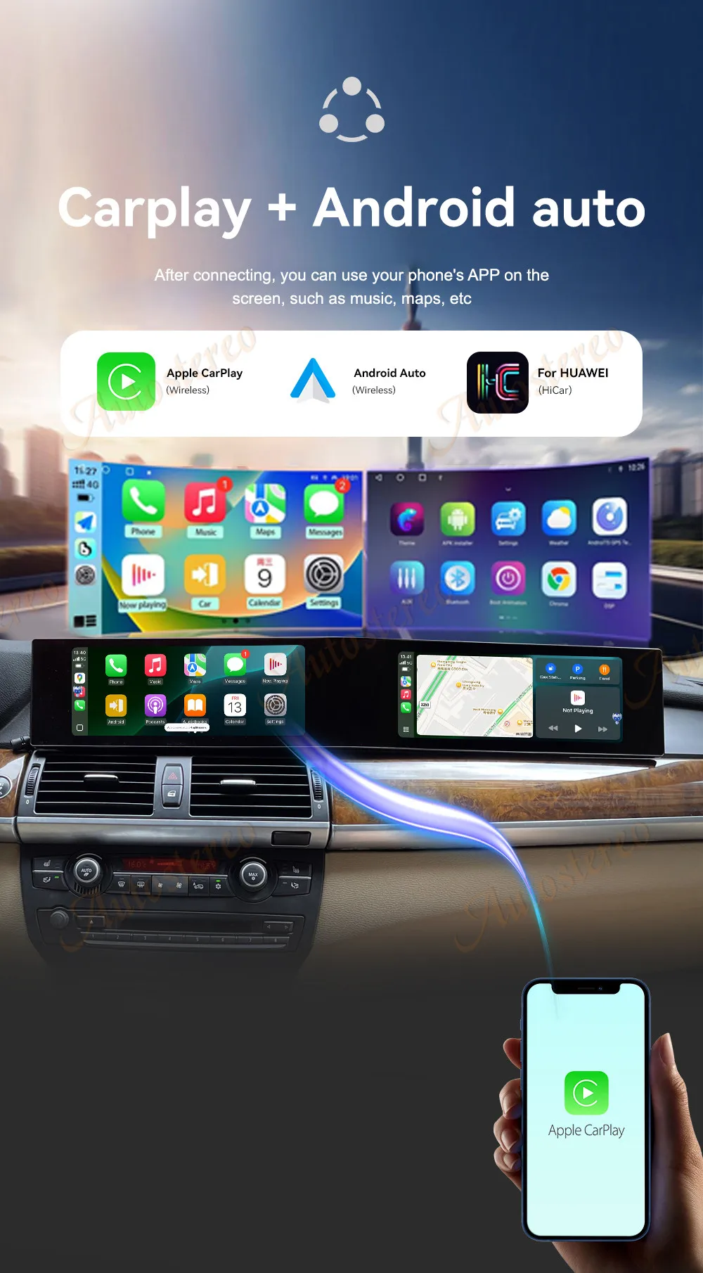 23 Inch Dual Screen Carplay Android 14 For BMW X5 Series E70 X6 E71 Car Multimed