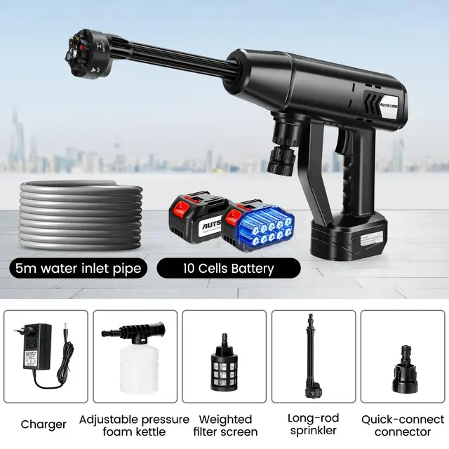 100Bar 6-in-1 30000mAh 500W Cordless Car Washer Spray Water Gun 0/1/2 Battery Washing Cleaning Machine 3