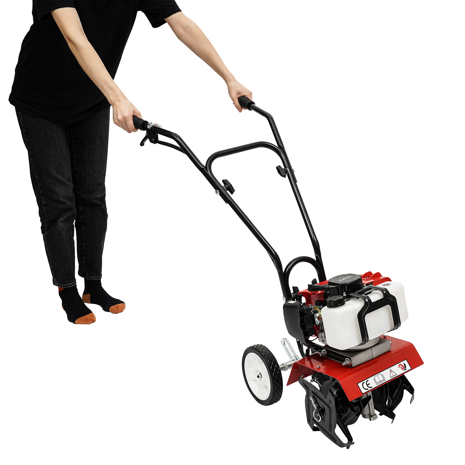 52CC 2-Stroke Gas Powered Garden Tiller/Cultivator | Hand-Push Mini Tiller For Soil, Weeding & Planting