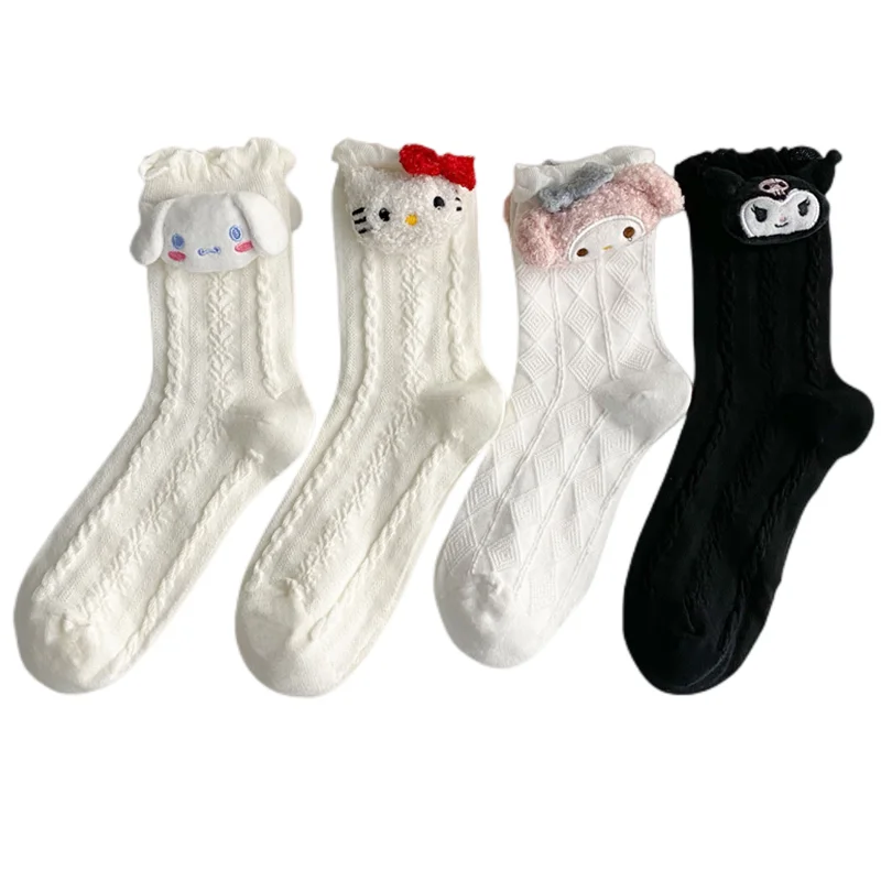 

Sanrio новые милые хлопковые носки аниме мультфильм Kuromi Cinnamoroll My Melody Kawaii креативные теплые носки подарок оптом