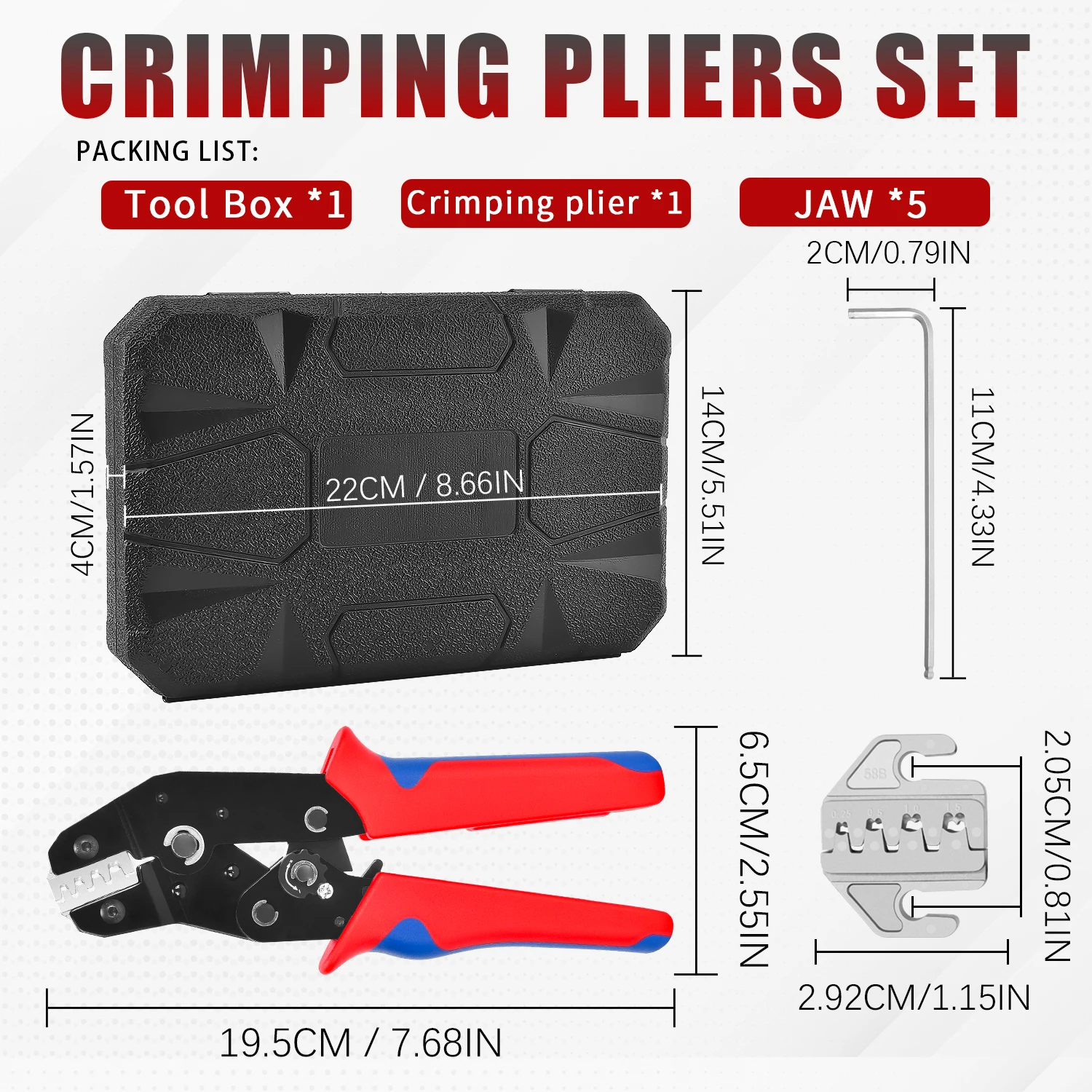 SN-58B 5Jaws Tool Kit Electrician Crimping Tools Crimping Plier Crimp Dupont Terminals Clamp Electronics Connector Hand Jaws Box 3