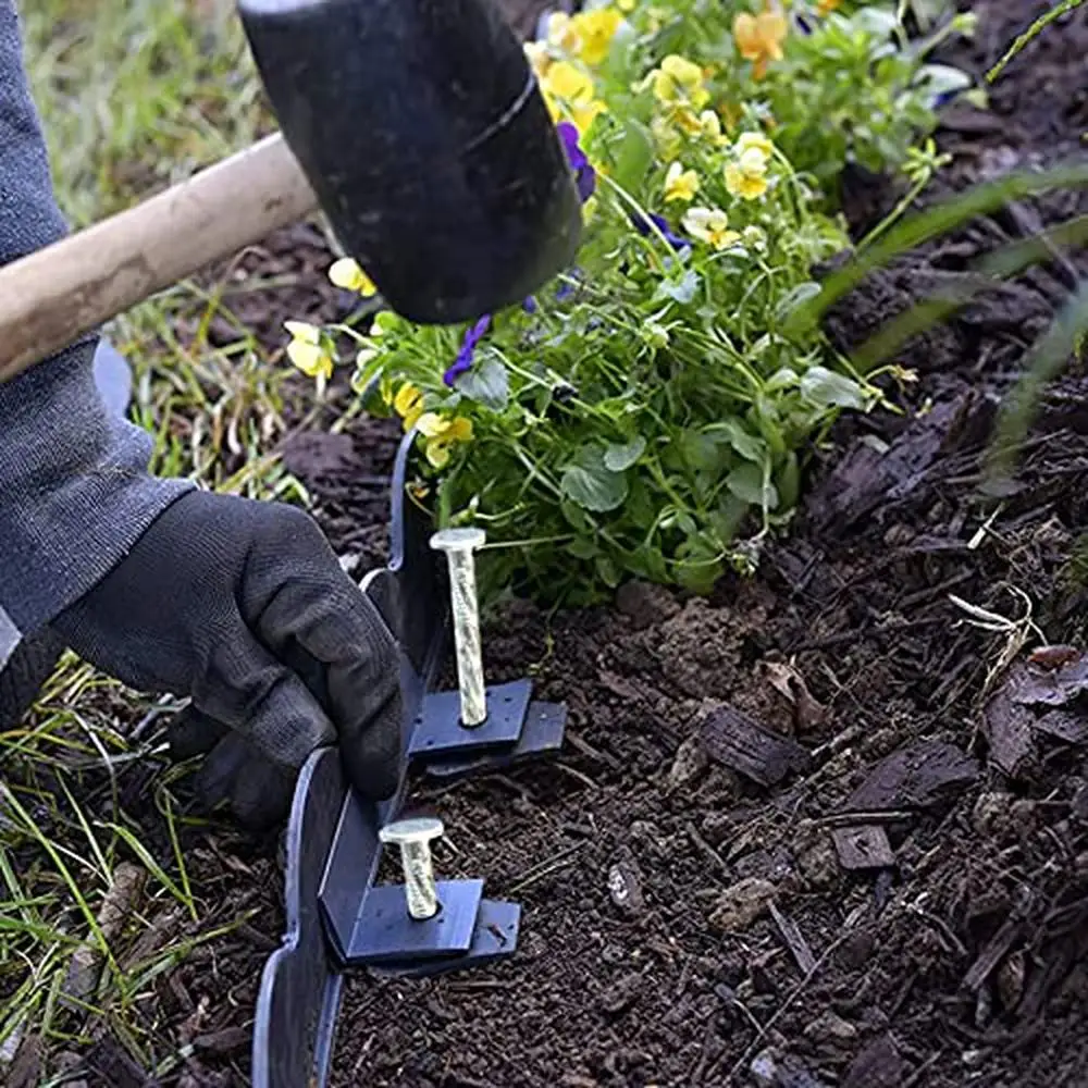Non-Rust Metal Garden Stakes 6-Inch Spiral Landscape Edging Anchors Pack of 50/100/150