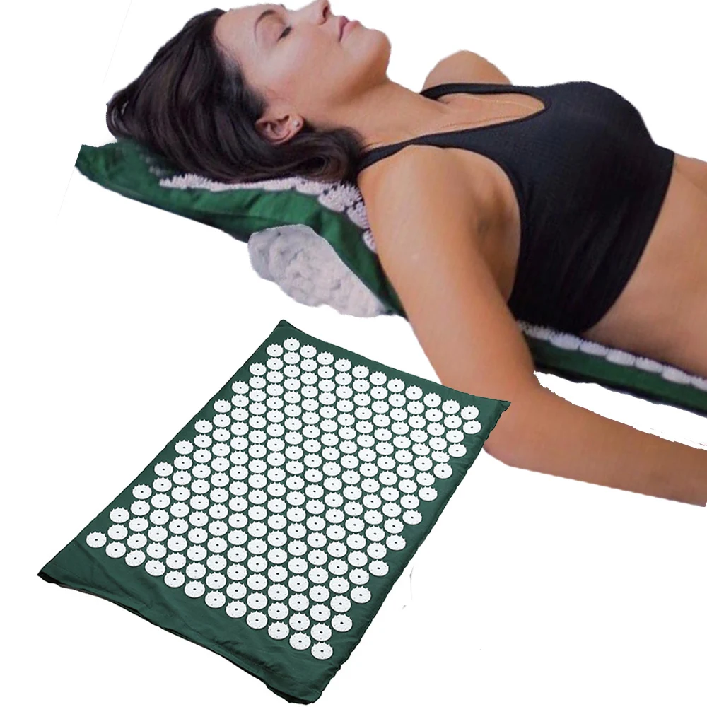 Yoga Acupressure Mat Pillow Massage Set For Back Neck Pain Relief And