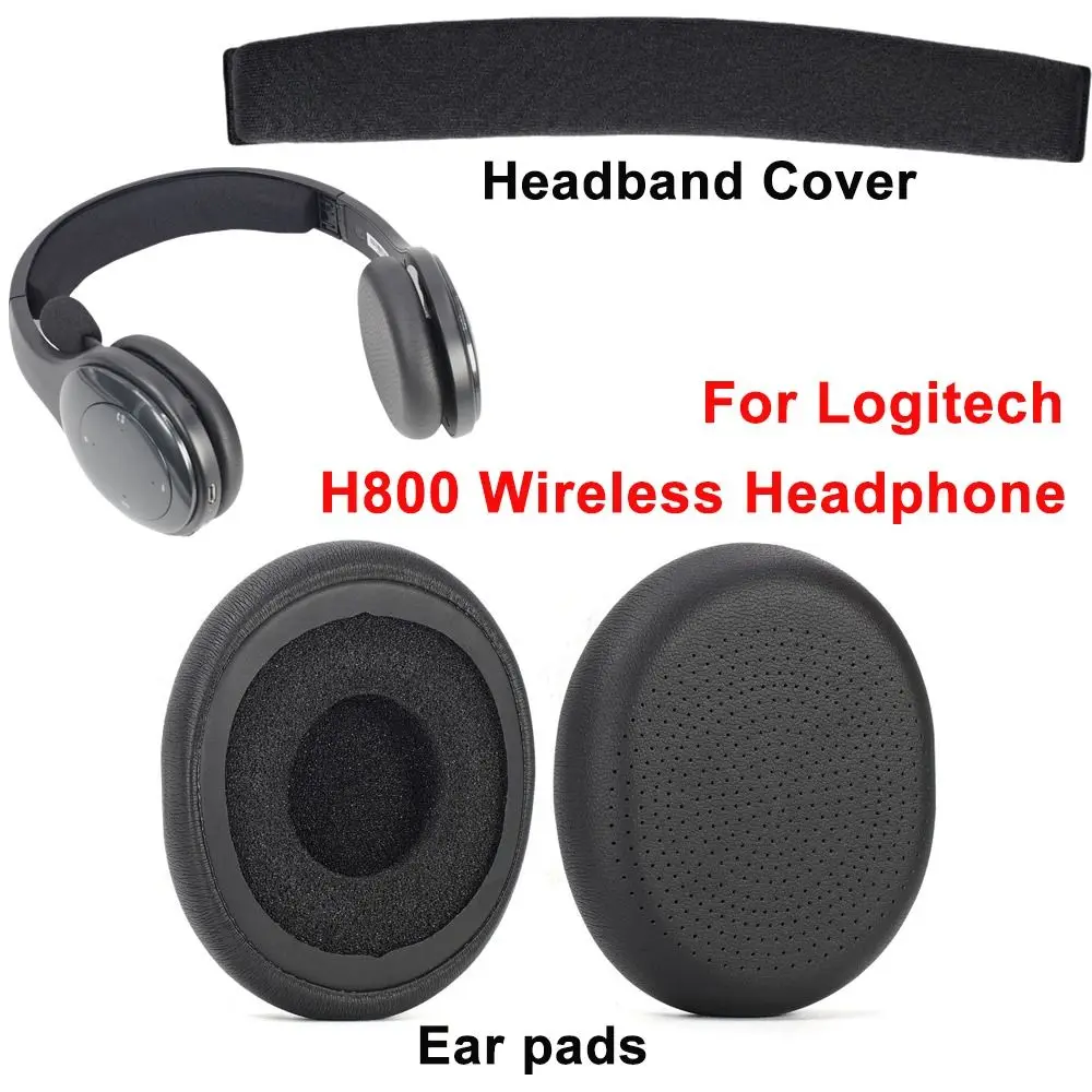 Replacement Headphone Ear Pads Protein Leather Sponge Foam Headset Earmuff for Logitech H800 Wireless Headphone