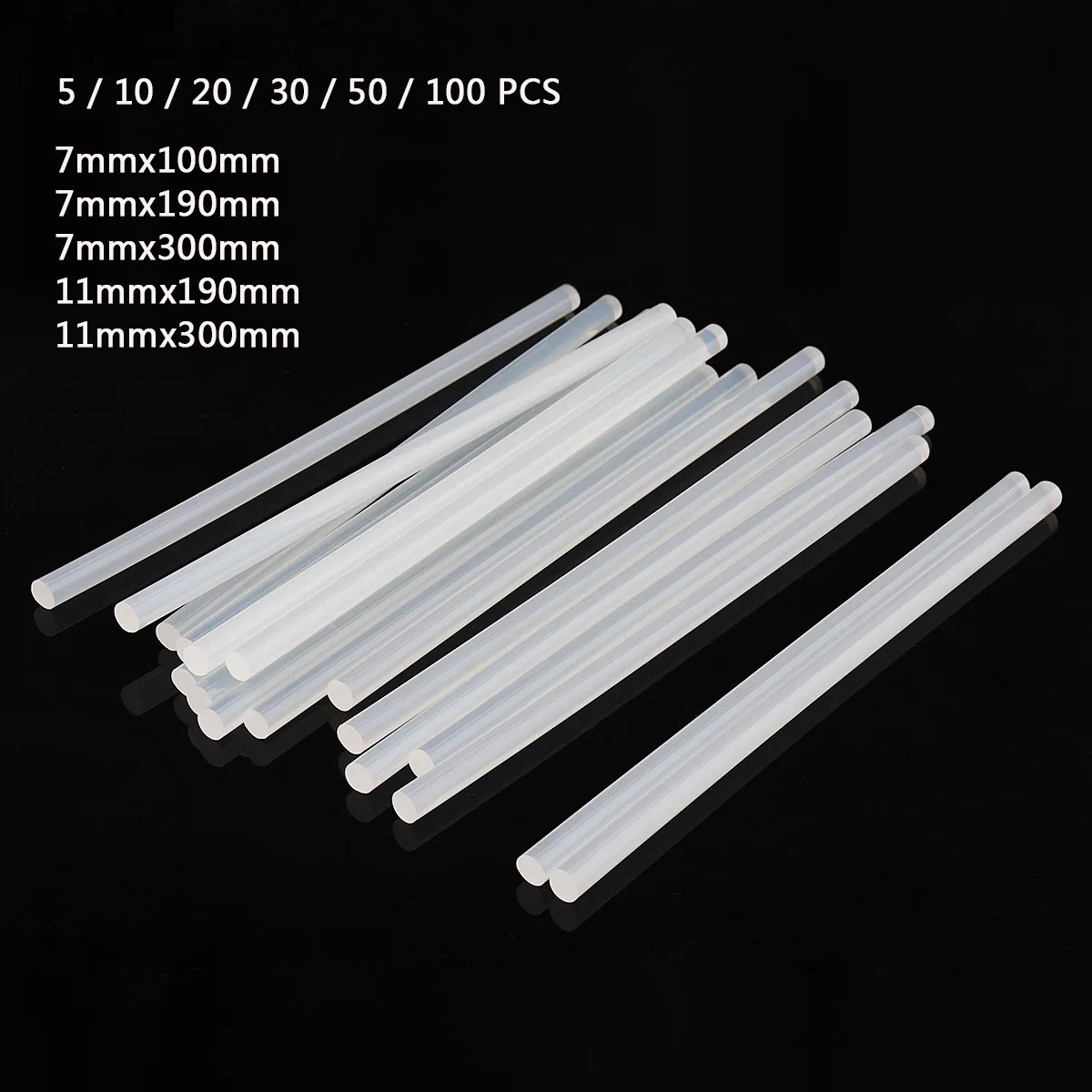 10-100pcs/Lot 7mm / 11mm Transparent Hot-melt Gun Glue Sticks for Heat Pistol Gun Adhesive DIY Tools Repair Alloy Accessories 12v 220v silicone rubber heating pad square rubber electric heat mat plate flexible waterproof 3d printer glue sticker adhesive