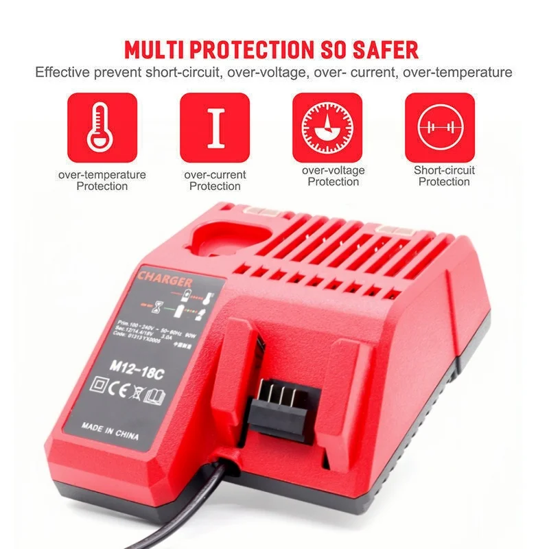 HXTMOJU 18V Battery Charger Replacement For Milwaukee M18 Lithium Batteries - View #5