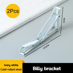 Heavy Duty 8-Inch Folding Shelf Brackets - Set of 2 with Screws for Wall-Mounted Benches and Tables (White 2Pcs)