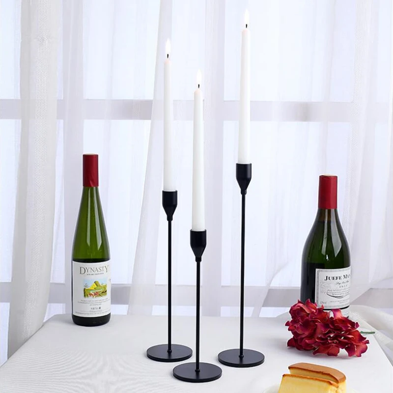 3 Piece Set of Decorative European Style Pillar Candle Holders