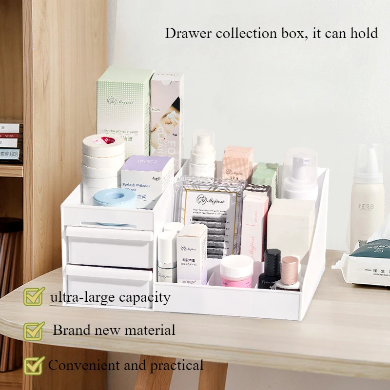 Women Makeup Box Drawer Storage Pp Cosmetics Organizer For Bedroom Countertop