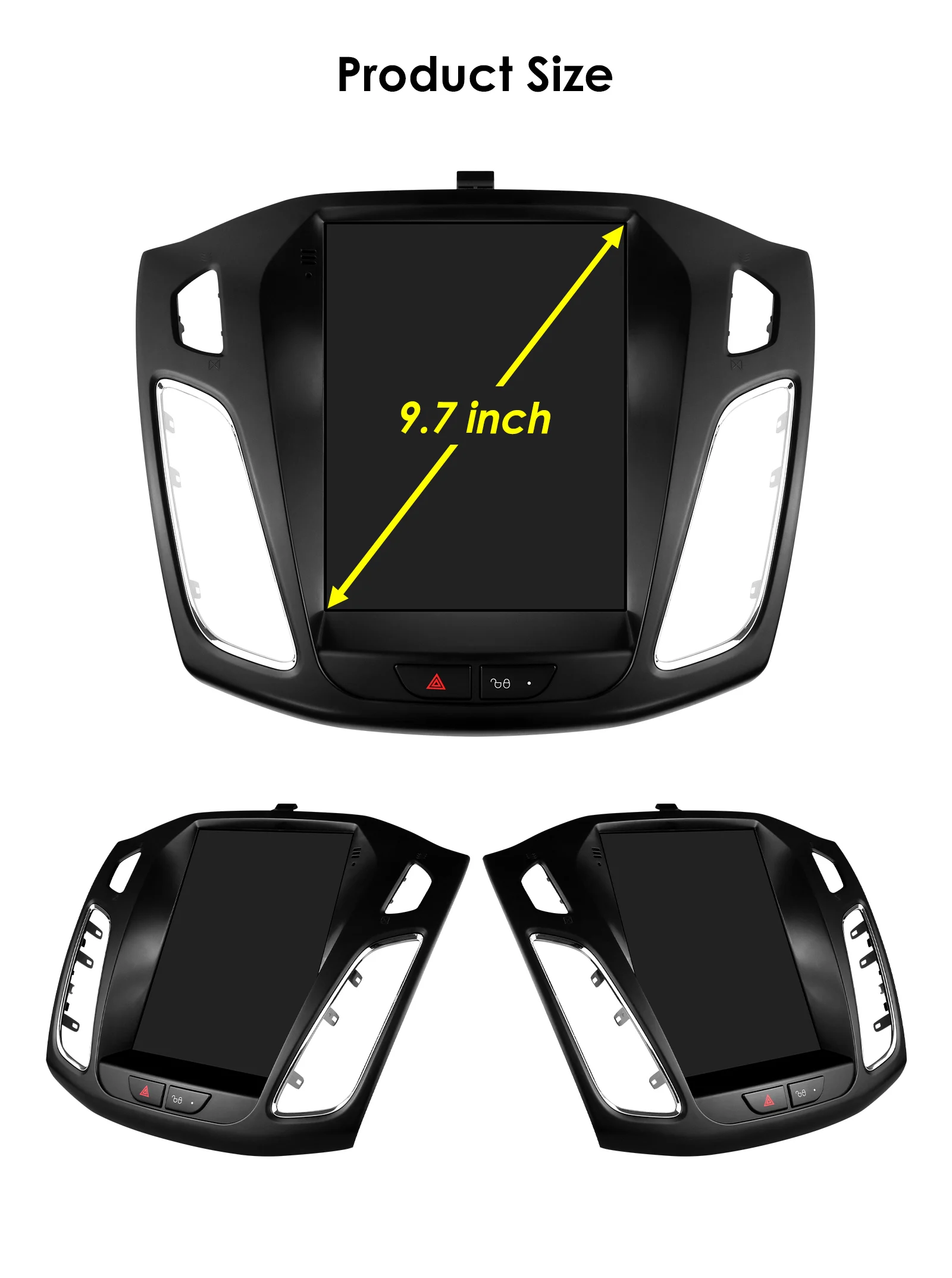 OSSURET 9.7inch 2 DIN Android 13 Car Radio for Ford Focus 3 MK 3 2011-2019 Multimedia Stereo Vertical Screen Carplay 360Camera