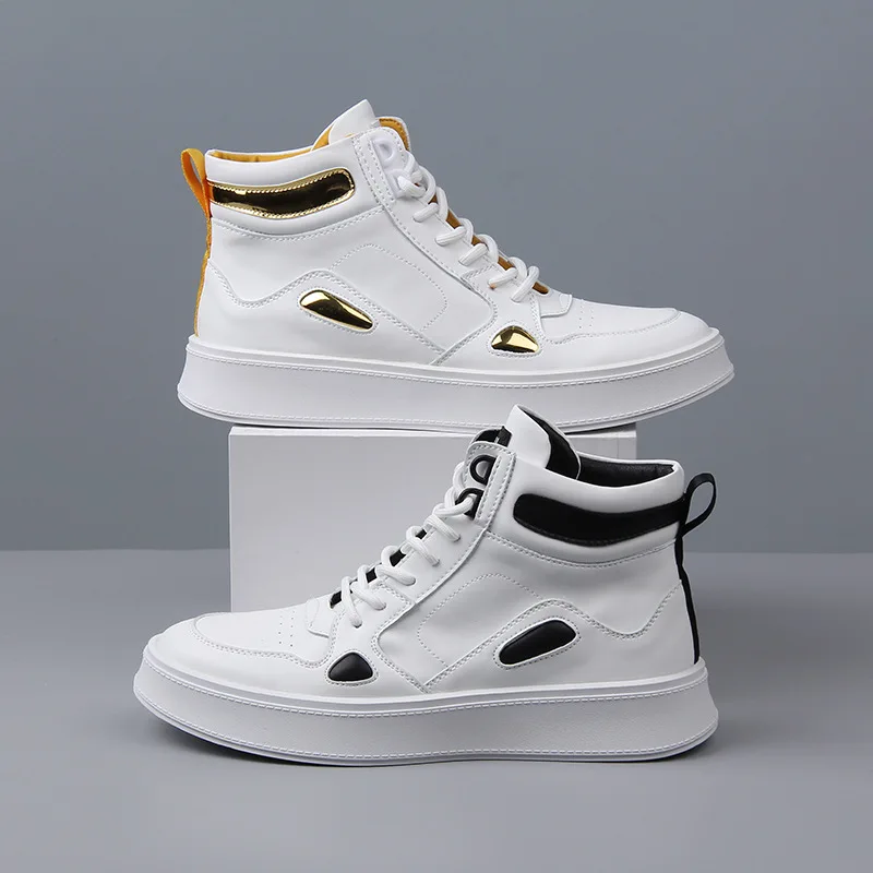 

Fashion Leather Men's Canvas Shoes 2023 Autumn High-Top Casual Shoes for Men Non-Slip Student Male Sneakers New Winter Footwear