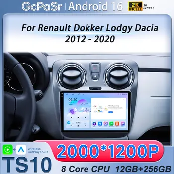 Radio Multimedia para Auto con Android 16 para Renault Dokker/Lodgy Dacia 2012-2020, Reproductor con Android Auto y Carplay, Unidad Principal con Navegación GPS 1