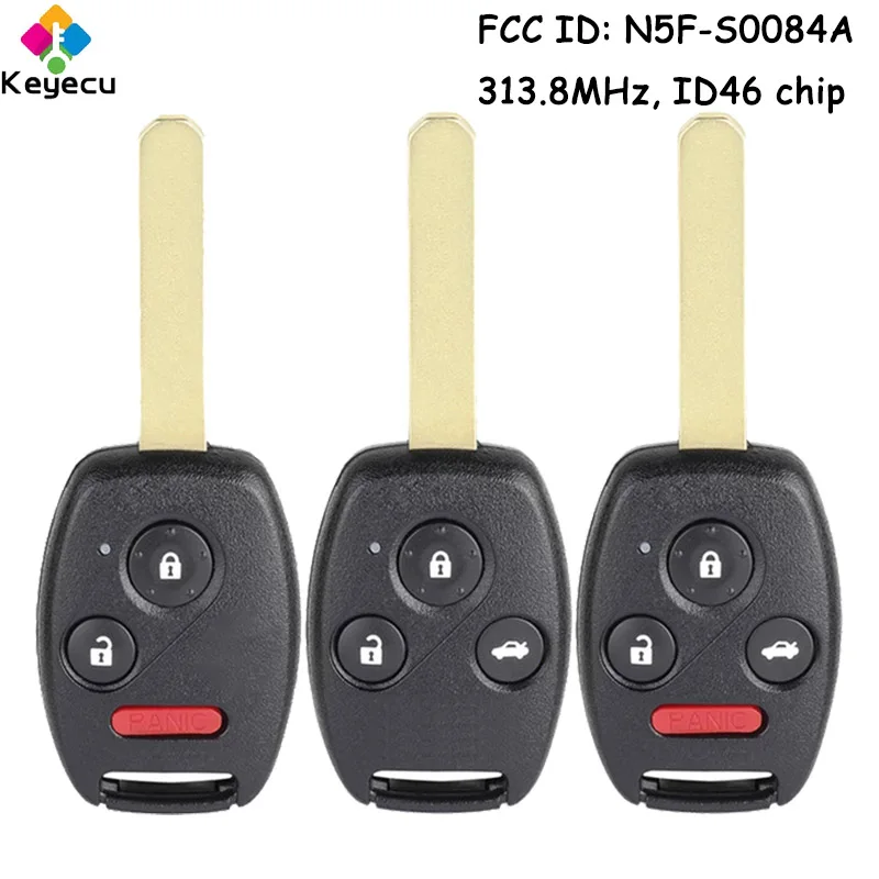Дистанционный ключ KEYECU для автомобиля с 3 4 кнопками чип ID46 313 8 МГц Honda Civic EX Si 2006-2011