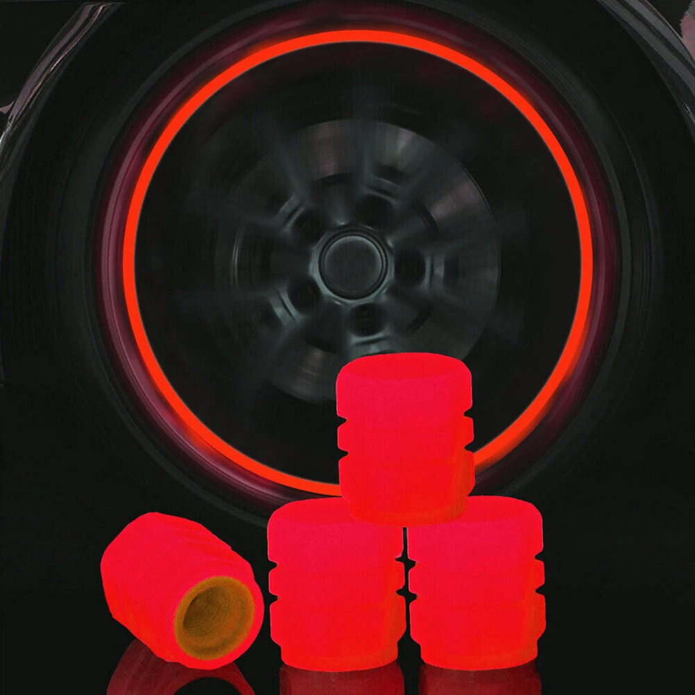 

None Car Wheel Valve Cover Car Wheels Part 4Pcs Accessories Car Wheel Tire Valve Cover Fluorescent Valve Stems