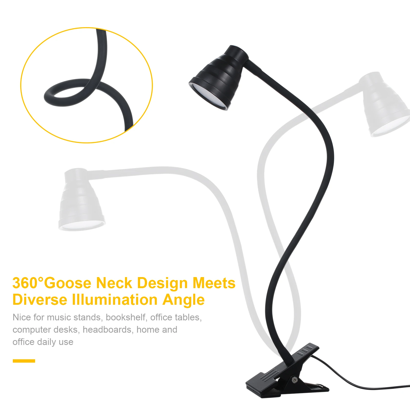 5W 24LEDs Table Desk Lamp Reading Beside Light Clamp CLip Lighting Fixture USB Powered 3 Colours for Home Office: 3 - 5 Days Free Delivery Only UK