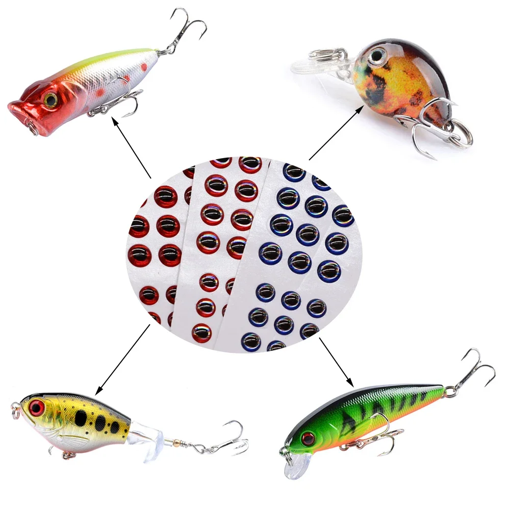 4/5/6mm Fishing Lure Eyes 3D Holographic Silver Soft Down Pupil Eye Fly Tying