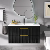 30" Bathroom Vanity with Sink,Vanity Bathroom Sink Cabinet Wall Mount,Soft-Close Function 2 Large Drawers,Hidden Damping Drawers 1