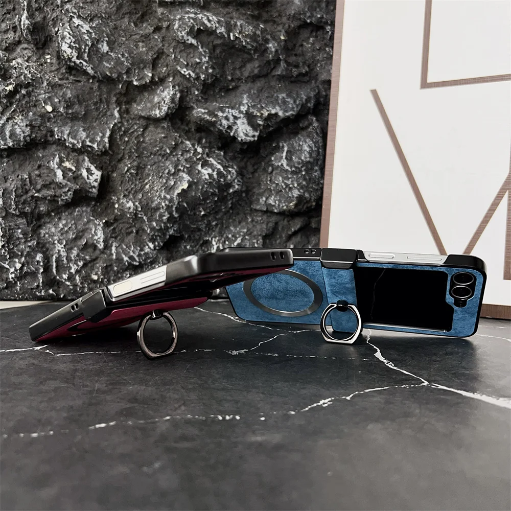 Luxury Magnetic Ring Stand with Wireless Charging Fabric Back Cover
