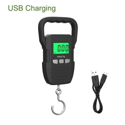 Portable USB Rechargeable Digital Luggage Scale with LCD Display - 60kg Capacity (B)
