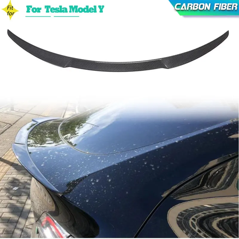 

Dry Carbon Car Rear Trunk Spoiler Wings For Tesla Model Y Sport Utility 4-Door 2019-2021 Racing Rear Boot Lid Wing Lip Spoiler