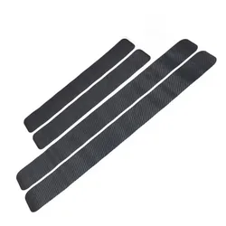 Premium Carbon Fiber Leather Car Door Sill Protectors - Waterproof and Scratch - Resistant Door Edge Guards, Set of 4 (Black)