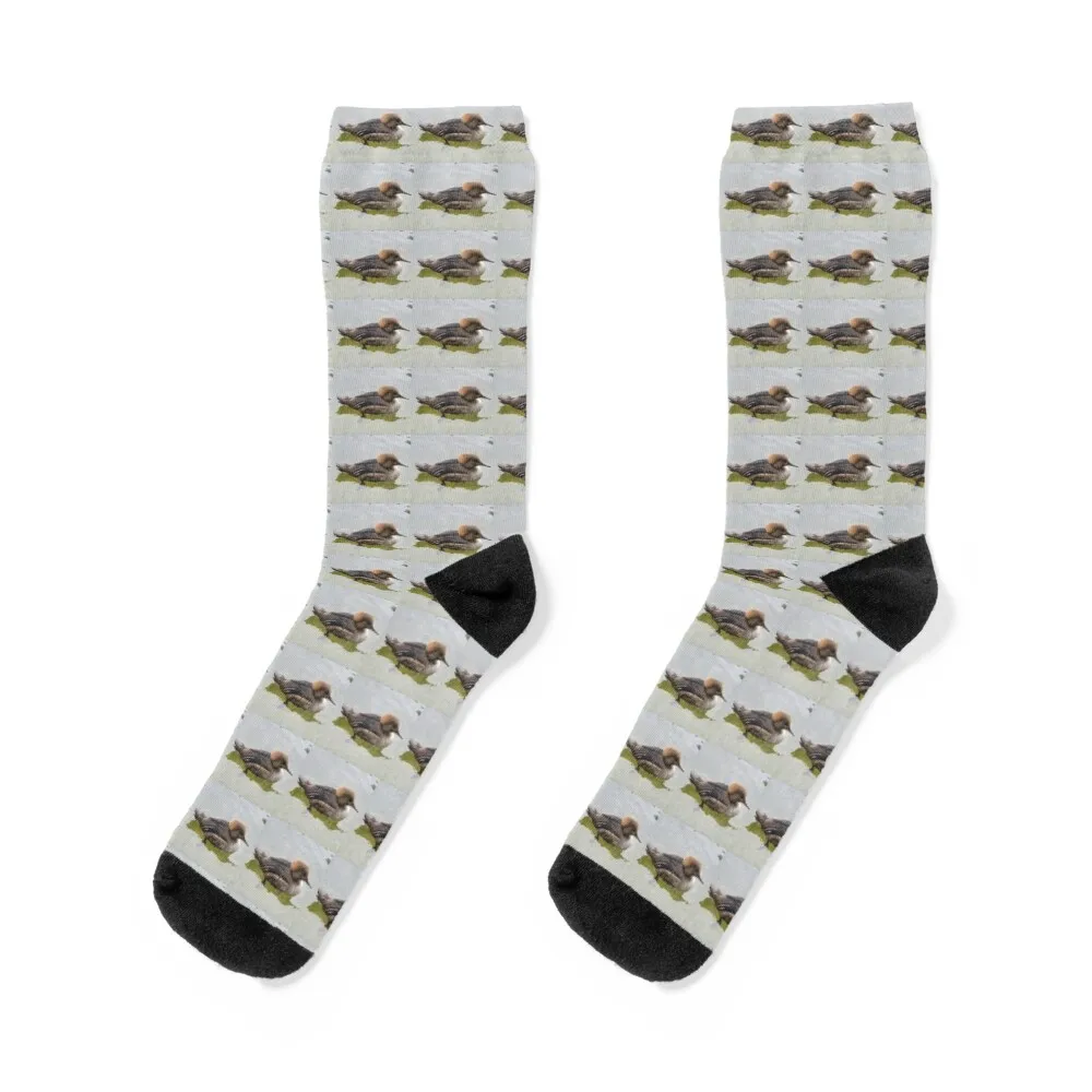 

Female Hooded Merganser Duck Photograph Socks warm winter Christmas custom Socks For Girls Men's