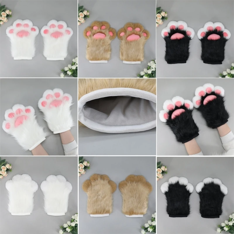 

Cat Paw Gloves Toe Beans for Girls Halloween Cosplay Props Beast Paw Fursuit Cute Oversized Paw Gloves for Masquerade