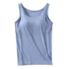 Womens Tank Tops With Built In Bras 2024 Summer Casual Crew Neck Sleeveless Camisole Plus Size Solid Color Tops For Women 5