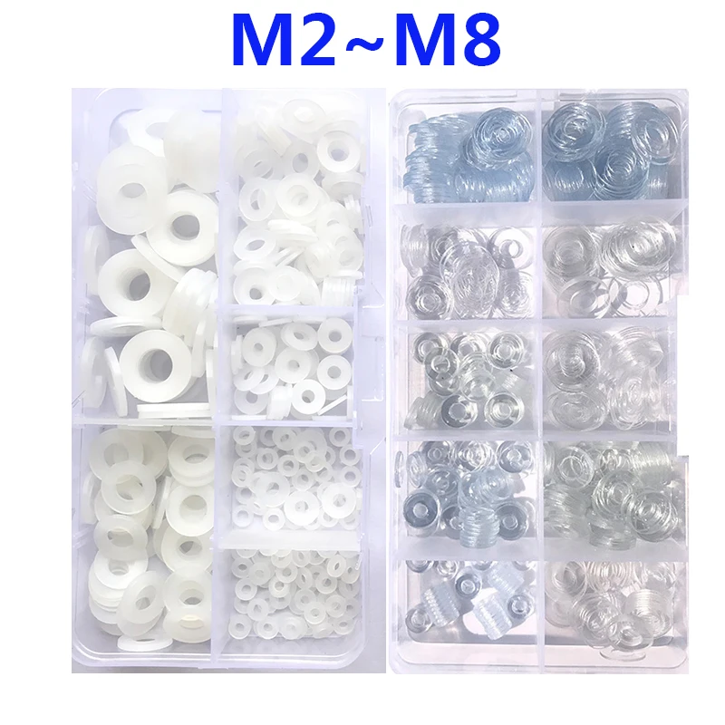 520 Pezzi Rondelle in Nylon Piatte Rondelle M2 / M2.5 / M3 / M4 / M5 / M6 / M8 / M10 Rondelle Isolanti per Viti Automobili Motocicletta Rondelle Plastica Rondelle Piatte Rotonde