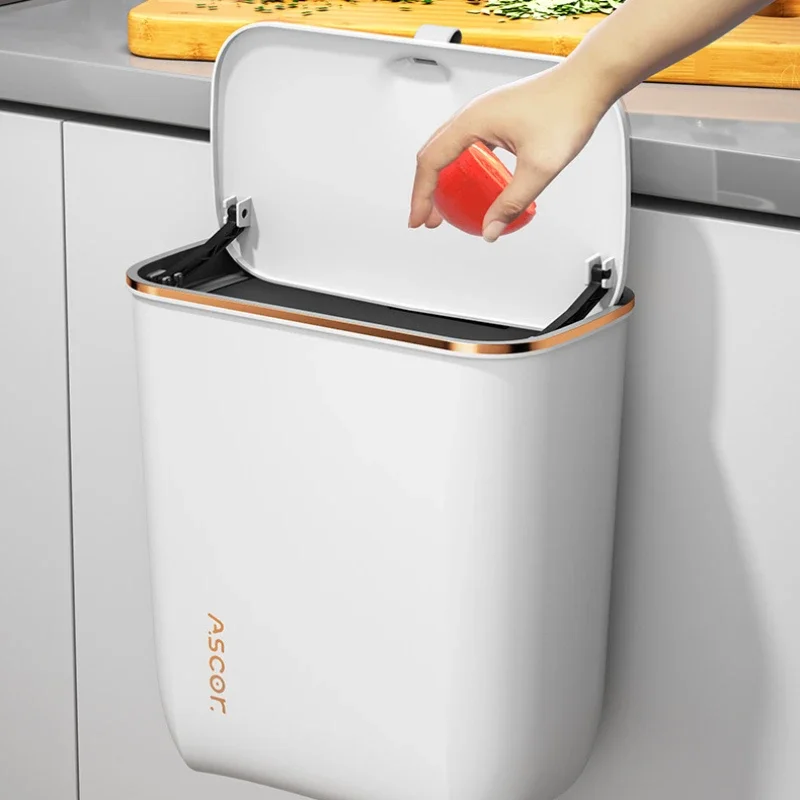 المطبخ مزبلة الحائط 7/9L سعة سلة المهملات مع غطاء الحمام المنزلية غرفة المعيشة غرفة نوم ضوء سلة ورق فاخرة