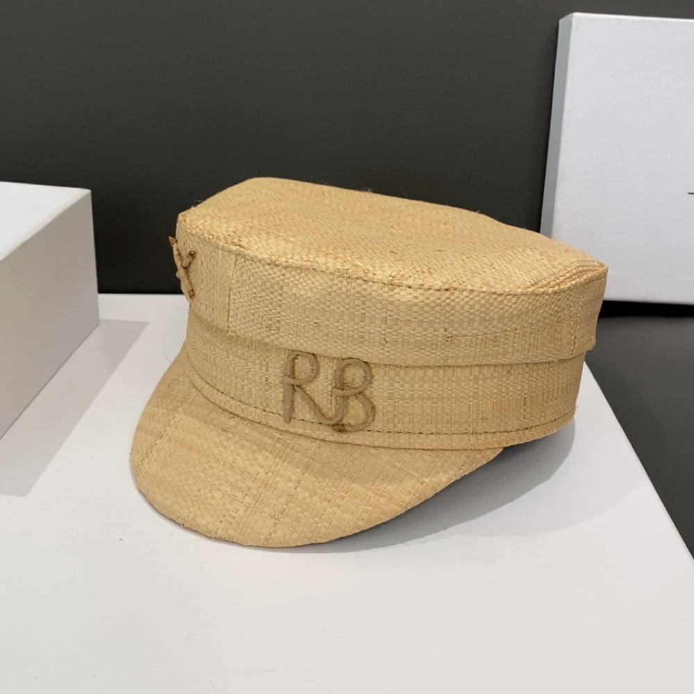 Spring and Summer Women Raffia Straw Flat Top Newsboy Caps