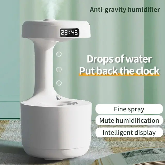 Water Droplet Air Humidifier Anti-Gravity Ultrasonic Cool Mist Maker Night Light Weightless Sprayer with LED Night Light 1