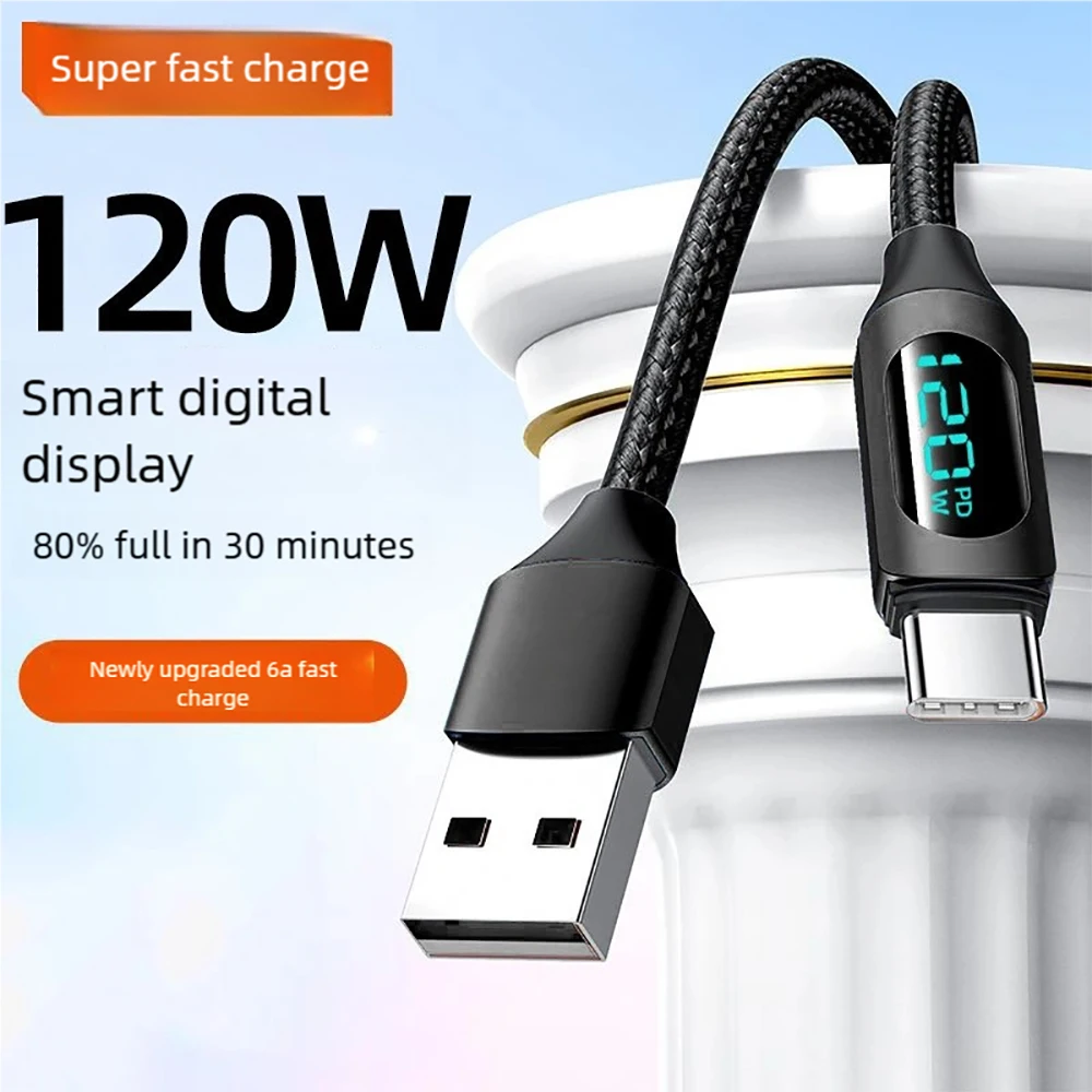 120W 6A USB Data Cable Type C Fast Charging Phone Charger Data Cord For iPhone Samsung Xiaomi USB To Type C Quick Charge Cable