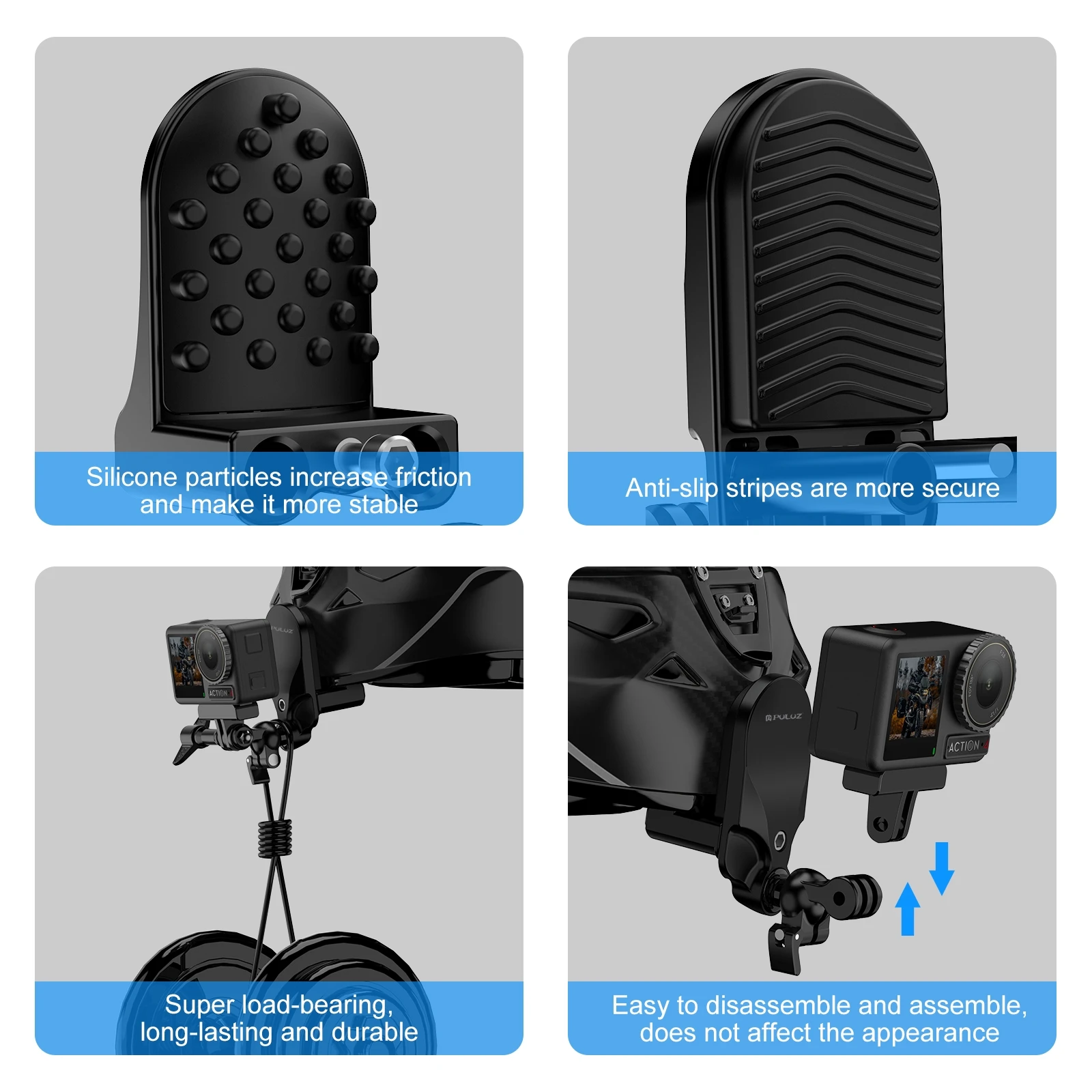 PULUZ Motorcycle Helmet Chin Clamp Mount For GoPro and Other Action Cameras