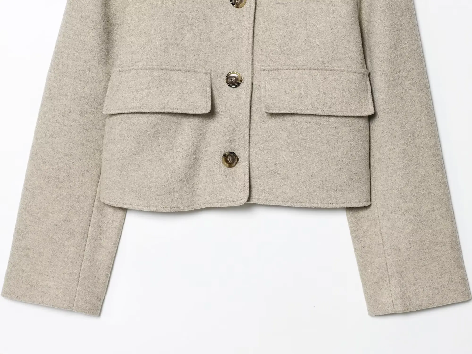 BSAY Veste Courte Élégante pour Femme de Bureau, Col Revers, Simple Boutonnage, Poches Plaquées, Coupe Ample, Couleur Unie, Manteau Court d'Automne