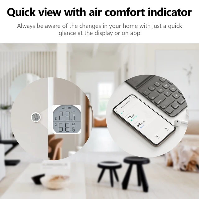 IMOU WiFi Smart Zigebee 3.0 Temperature and Humidity Sensor LCD Screen History Record Smart Home Security Remote Control 4