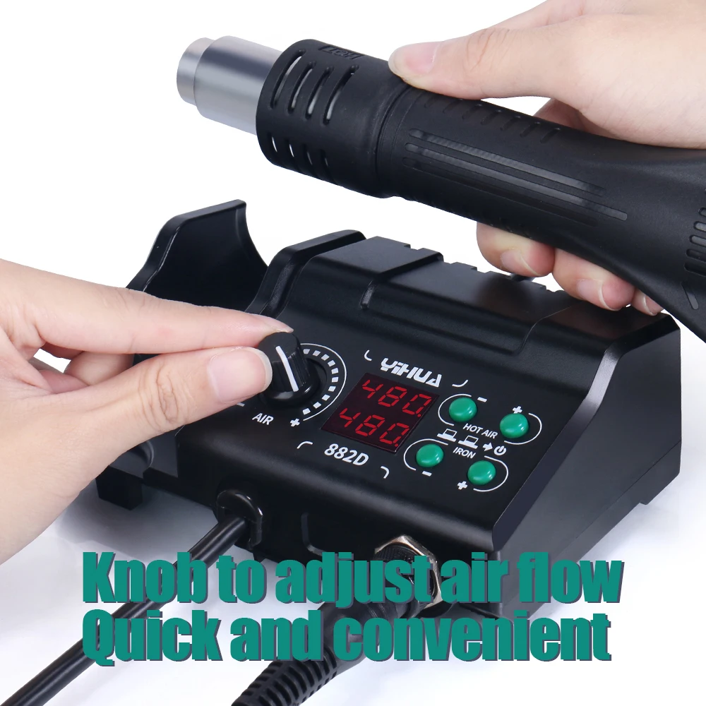 Hot Air Gun Soldering Tool 882D Soldering Station LCD Digital 2 In 1 750W Rework SMD Soldering Iron For BGA PCB IC Welding Repair