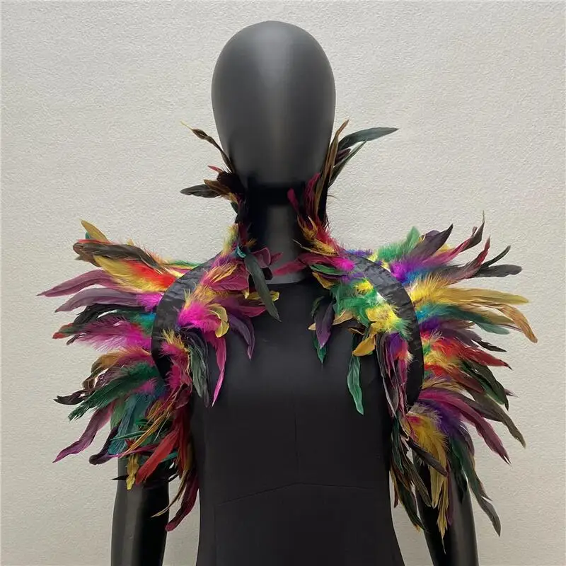 Chal De Plumas Negras Con Puños A Juego, Capa Gótica Y Elegante Para Halloween, Mascaradas, Cosplay Y Fiestas Temáticas, Talla Única Para Mujer Y Hombre