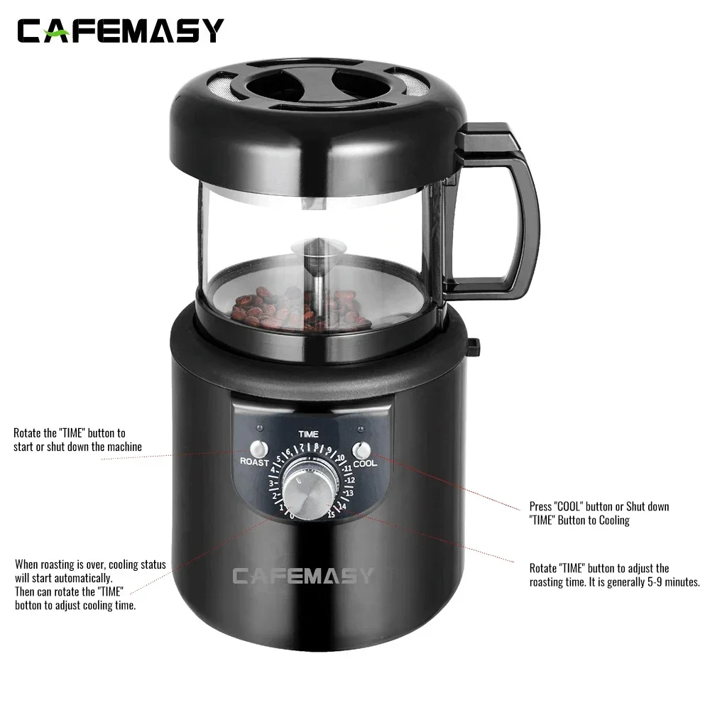 Home Coffee Roaster 2 in1 Roasting & Cooling Electric No Smoke Coffee Bean Baking Roasting Machine Full Automatic Roaster