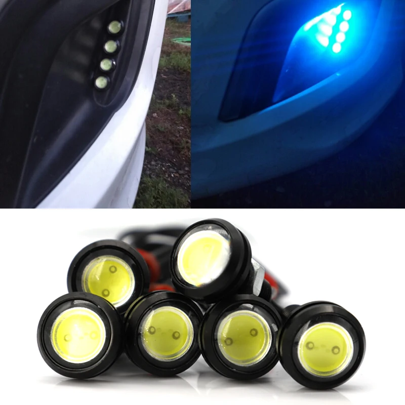 2PCS 18/23mm Car Eagle Eye DRL Led Daytime Running Auto Lights LED 12V Brake Backup Reversing Parking Signal Automobiles Lamps