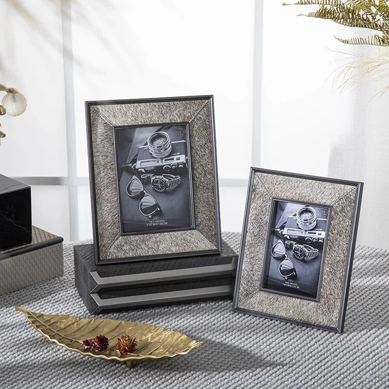 

6/7 Inch European Style Metal Horse Hair Picture Frame Desktop Living Room Porch Ornaments