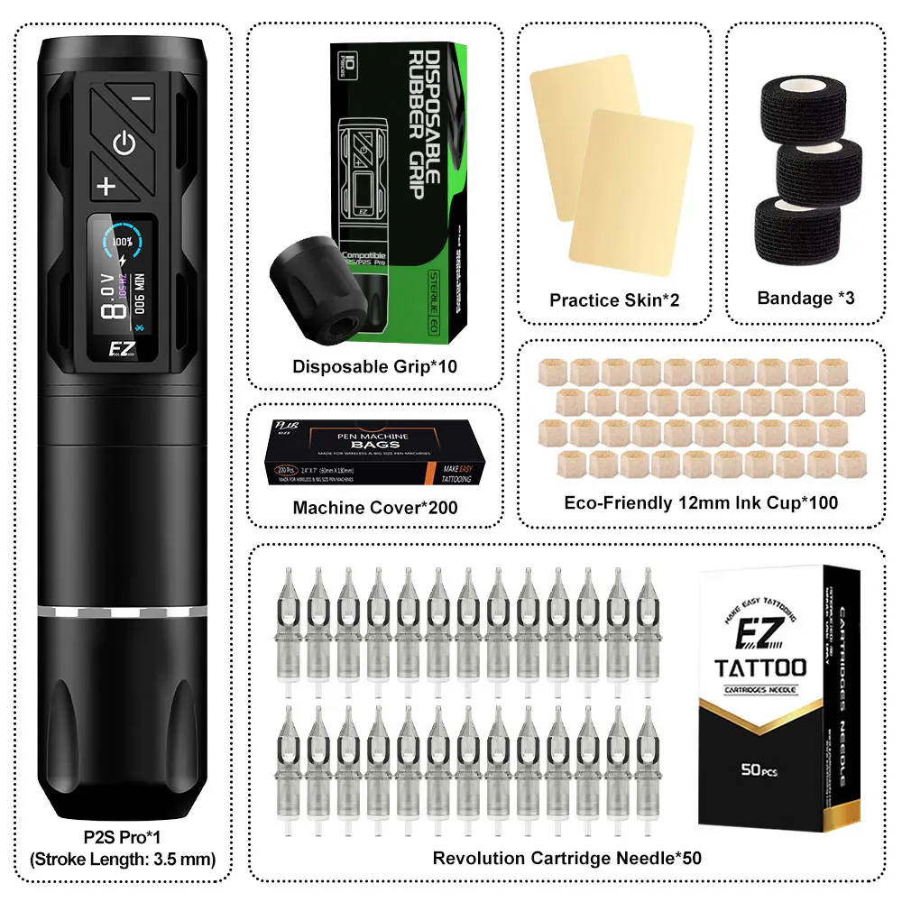 EZ TATTOO P2S Pro ワイヤレスタトゥーペン EZ P2S Pro Wireless Pen - Nordic Tattoo Supplies