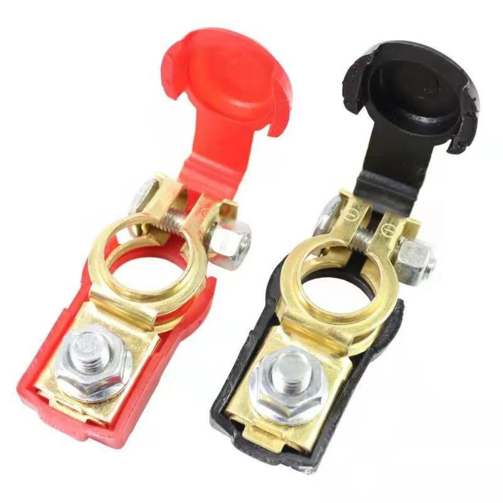 

1 Pair Car Battery Terminal Connector Pure Copper High Current Battery Clip Car Pile With Insulating Sheath Battery Terminal