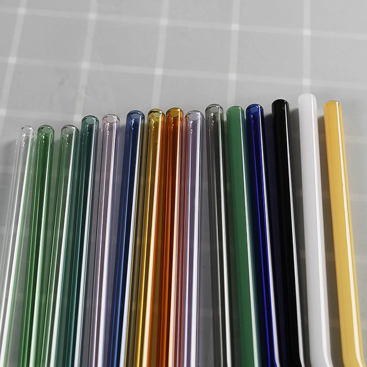 50PCS 8mm glass straw set Reusable Drinking Straws Cocktail Eco-friendly for Bar Beverages Milkshakes Tea Smoothies Juice