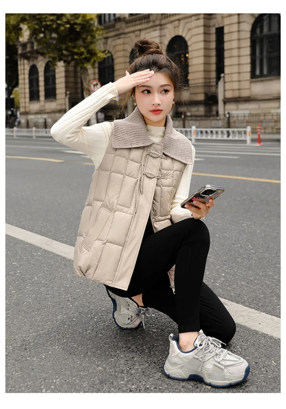 EAM Women Pockets Zipper Big Size Casual Gray Vest New Stand Collar  Sleeveless Fashion Tide Spring Summer 2023 1DF6812 - AliExpress