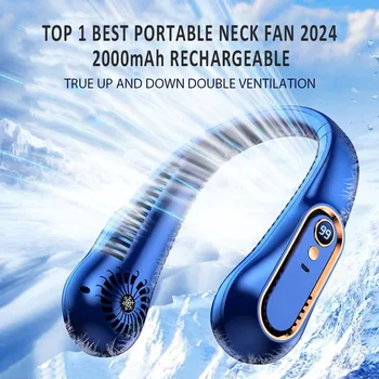 2025 New Best Sellers Wearable Neck Fan Portable Air Conditioner Bladeless Neck Fan Air Cooler 5 Gears and LED Display Screen 1