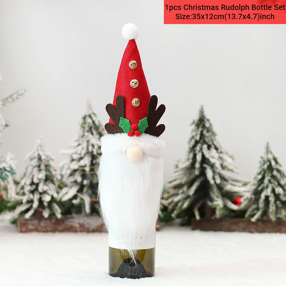 Funda antipolvo para botella de vino de Navidad, decoración navideña para el hogar, cena, regalo de Navidad, adorno para árbol de Navidad, Año Nuevo 2023