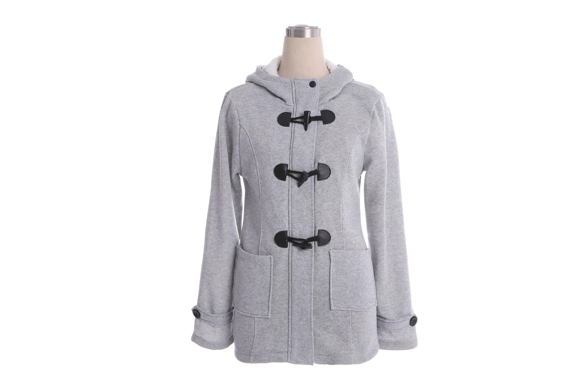 Best Selling Amazon Hooded Classic Cow Horn Button Jacket Cotton Coat Autumn/Winter Parkas Fashion Outerwear