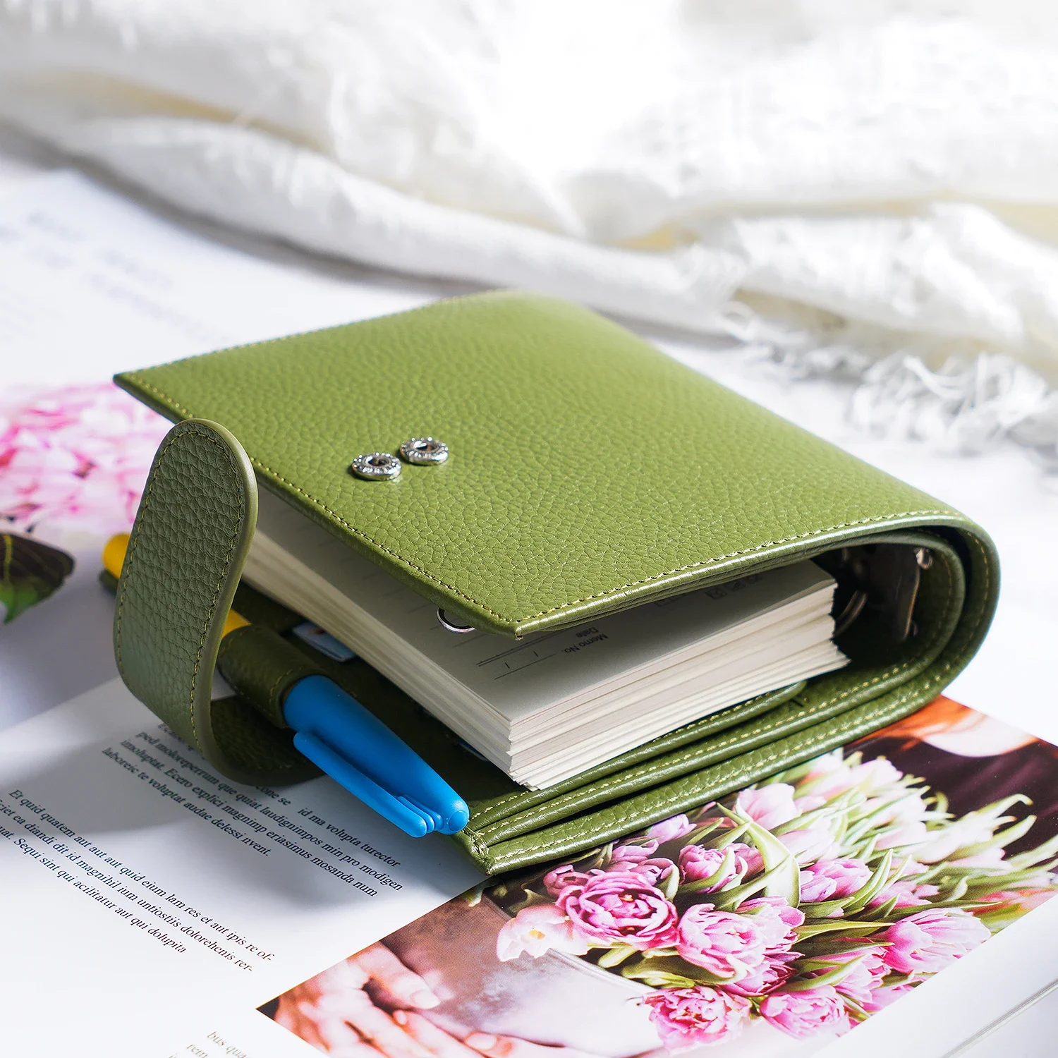 Moterm Luxe 2.0 Series Pocket Size Planner Pebbled Grain Leather A7 Notebook with 30MM Ring Mini Agenda Organizer  Diary Notepad 4