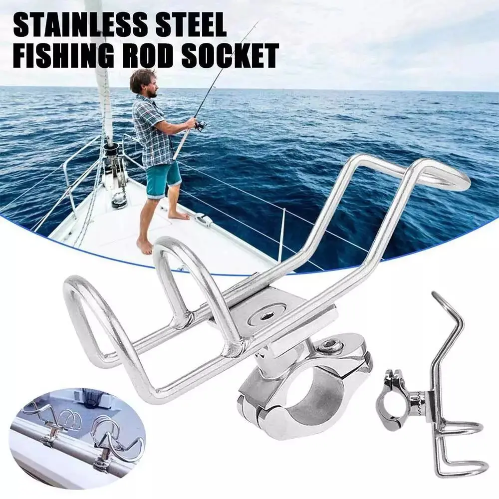 316 Stainless Steel Fishing Rod Holder Rail Mount 25mm/32mm Dia. Marine Boat Corrosion-Resistant
